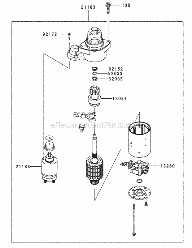 Kawasaki Fx850v-As00 Starter Diagram and Parts List for S6031-KW 53AI8DU6050 Cub Cadet Sprayer